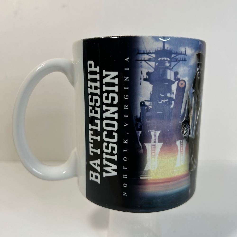 USS Wisconsin BB-64 Battleship Mug Navy‎ WWII Iowa Class Norfolk Virginia